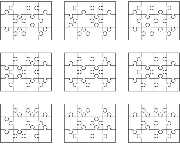 Illustration Neuf Puzzles Blancs Différents Pièces Séparées — Image vectorielle