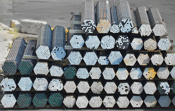 Stacked PVC and steel pipe