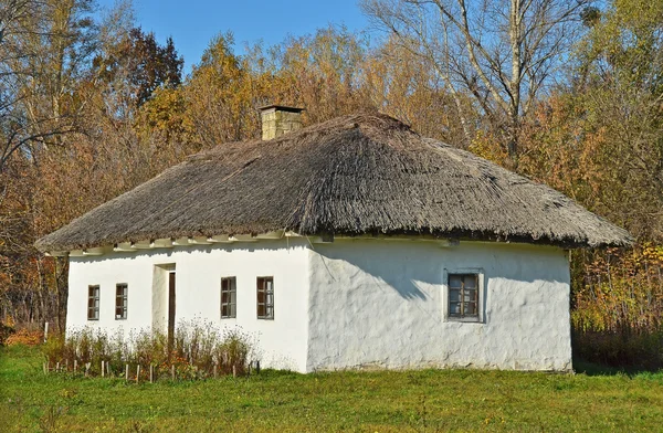 Cabana antiga com um telhado de palha — Fotografia de Stock