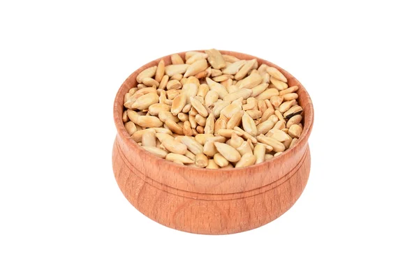 Sunflower seeds in wooden bowl — Stock Photo, Image