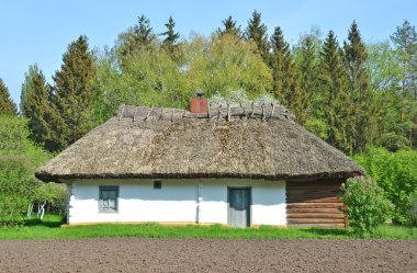 hasır çatılı antik hut