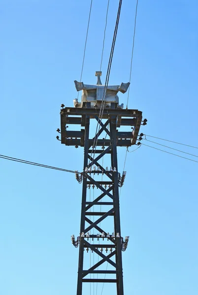 Old rural power lines pylon — Stock Photo, Image