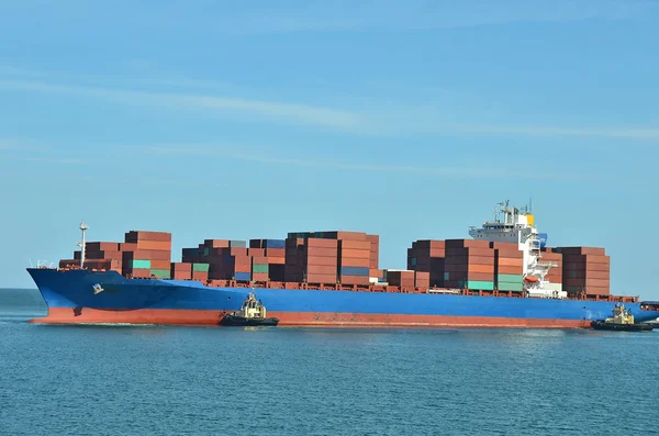 Container stack on freight ship — Stock Photo, Image