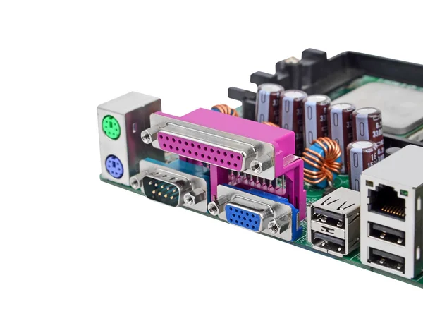 Connector of computer motherboard board — Stock Photo, Image