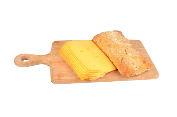 Ciabatta di olive con formaggio a bordo — Foto Stock