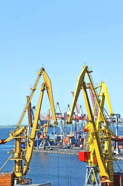 Λιμάνι γερανός φορτίου και εμπορευματοκιβωτίων — Φωτογραφία Αρχείου