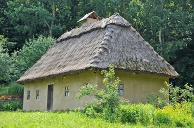 hasır çatılı antik hut