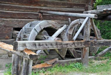 Vintage water mill wheel clipart