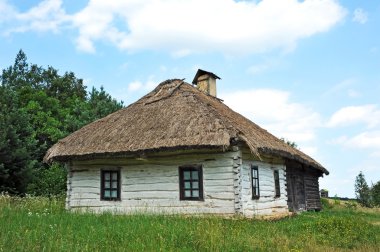 hasır çatılı antik hut