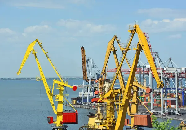 Hafenkran und Container — Stockfoto