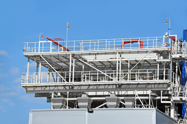 Factory air conditioning and ventilation systems on a roof