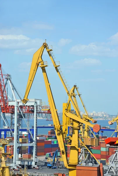 Hafenkran und Container — Stockfoto