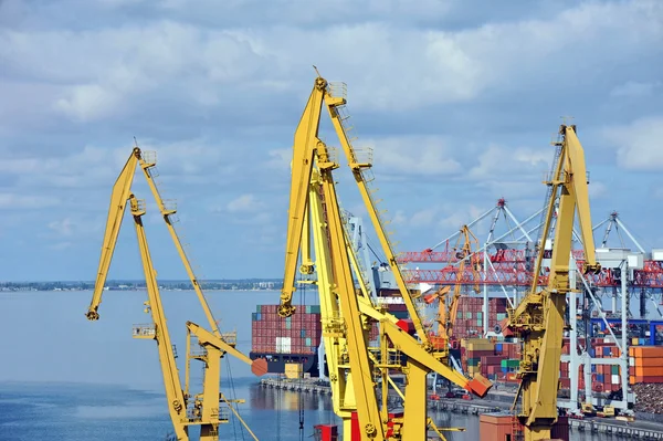 Kargo vinç ve konteyner gemisi — Stok fotoğraf