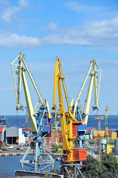 Grúa y contenedor de carga portuaria — Foto de Stock