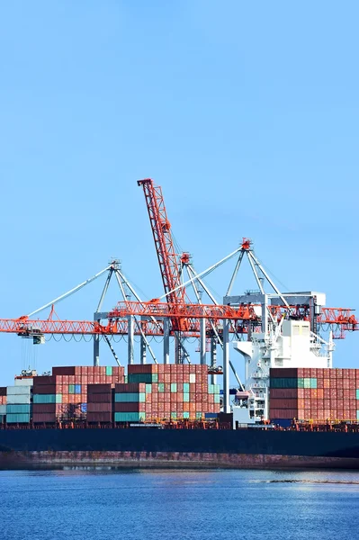 Cargo crane and ship — Stock Photo, Image