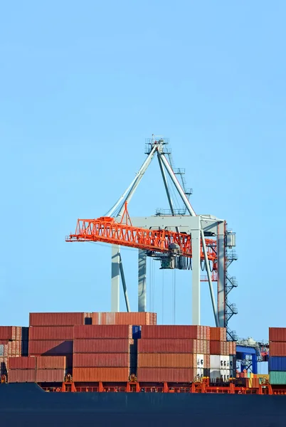 Cargo crane and ship — Stock Photo, Image