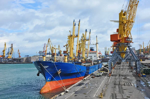 Navio de carga a granel sob guindaste portuário — Fotografia de Stock