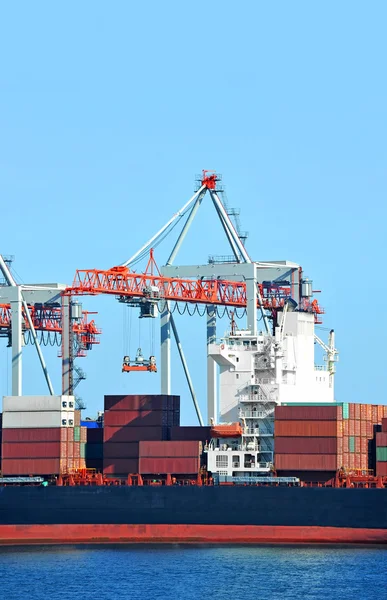 Cargo crane and ship — Stock Photo, Image