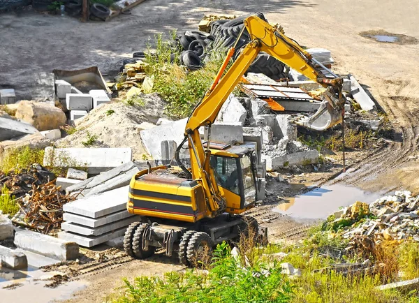 Work Excavating Machine Building Construction Site — Stock Photo, Image