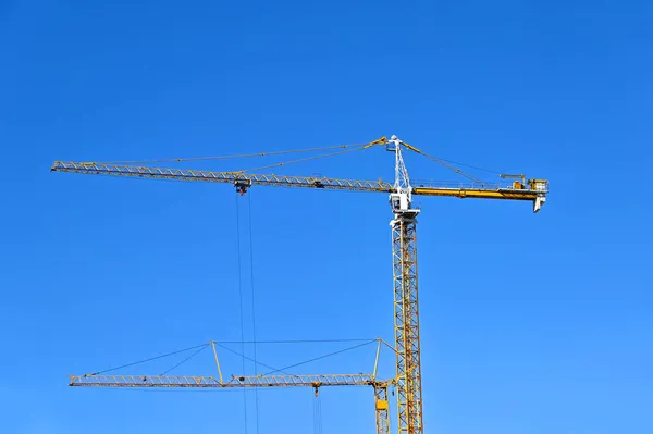 Tall Construction Tower Crane Blue Sky Stock Picture