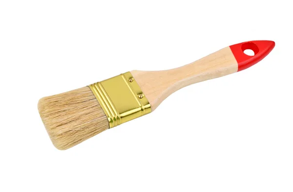 Wooden Paint Brush Isolated White Background — Stock Photo, Image