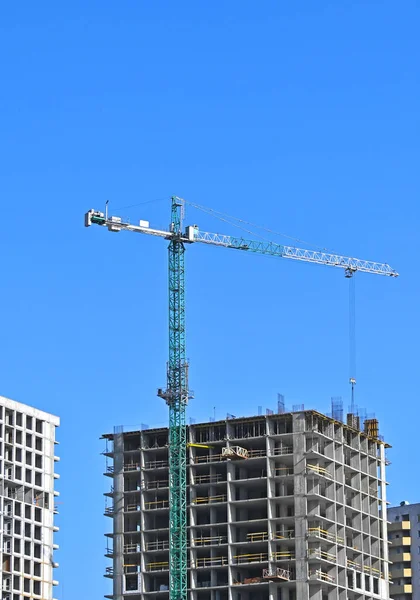 Crane Building Construction Blue Sky — Stock Photo, Image