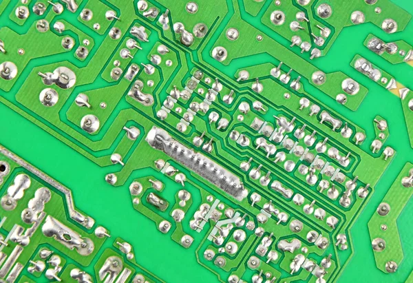 Close Printed Green Computer Circuit Board — Stock Photo, Image
