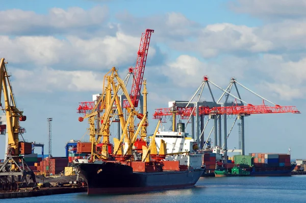 Guindaste Carga Portuária Navio Contêiner Odessa Ucrânia — Fotografia de Stock