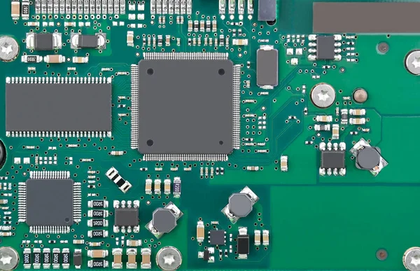 Primer Plano Placa Circuito Verde Impresa —  Fotos de Stock