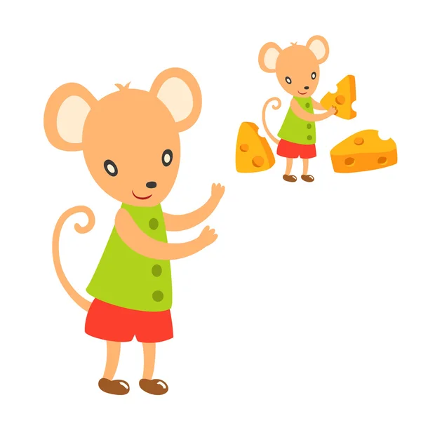 Lovely mouse take a cheese — Stock Vector