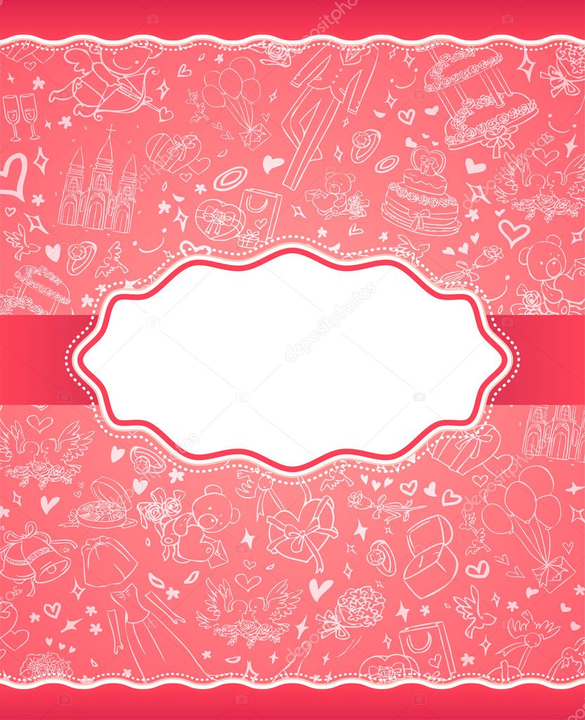 Vector invitation card with Wedding items