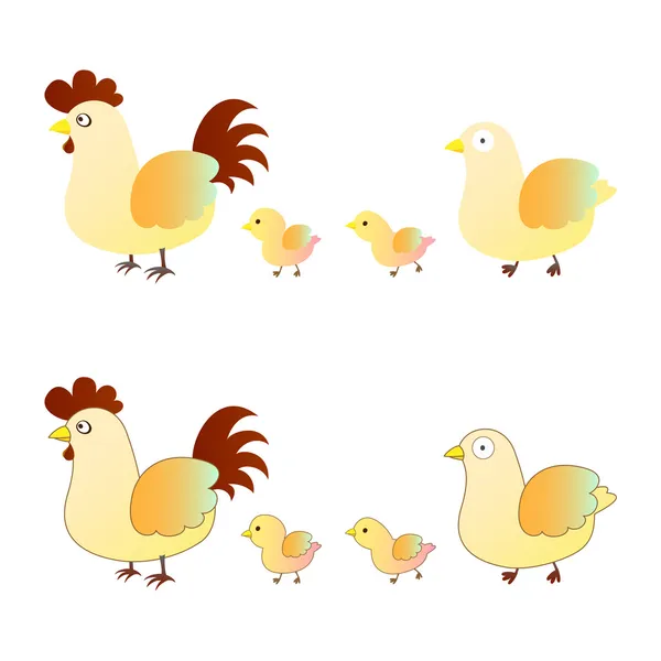 Famille de poulet mignon — Image vectorielle
