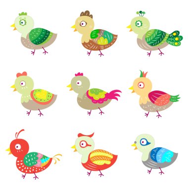 vektör renkli kuşlar