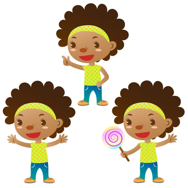 Cute black girl — Stock Vector