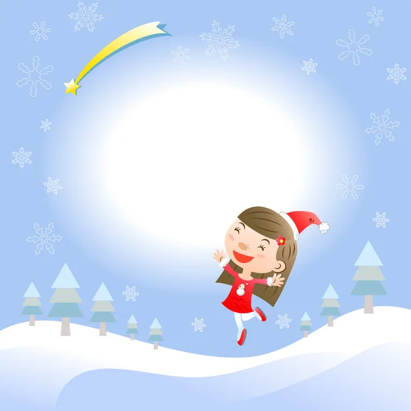 かわいい女の子のクリスマス カード — ストックベクタ