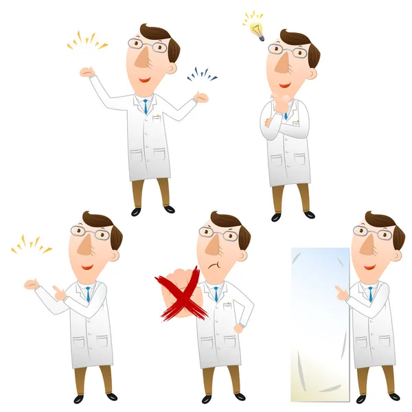Five pose of doctor — Stock Vector