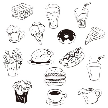 doodle tarzı el çizmek gıdalar