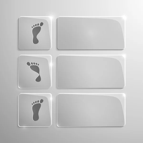 Conjunto de iconos modernos de vidrio de pronación del pie — Vector de stock