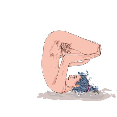 Kadın çizen sporcu kadın yoga yapıyor ve meditasyon yapıyor.