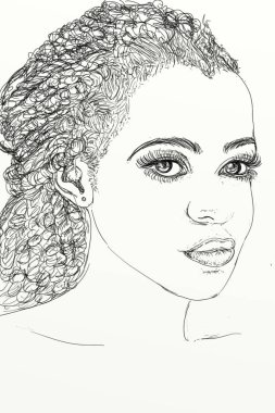 Siyah kadın el çizimi erotik siyah-beyaz sanatsal Çin çizgisi