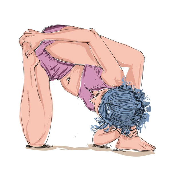 Womanhand Drawn Illustrationsportswoman Practices Yoga Meditates — Stock Photo, Image