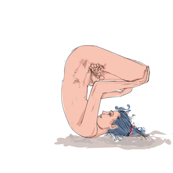 Femme Dessinée Main Illustrationsportsfemme Pratique Yoga Médite — Photo