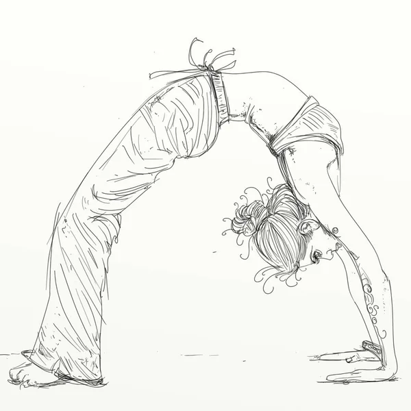 Femme Dessinée Main Illustrationsportsfemme Pratique Yoga Médite — Photo