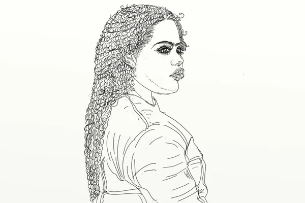 Μαύρη Γυναίκα Ζωγραφισμένο Χέρι Εικόνα Ερωτικό Μαύρο Και Άσπρο Καλλιτεχνική — Φωτογραφία Αρχείου