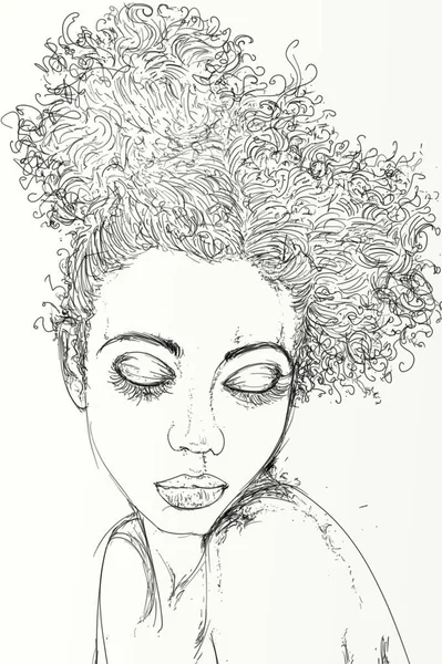 Femme Noire Illustration Dessinée Main Érotique Ligne Chine Artistique Noir — Photo