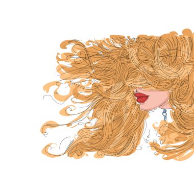 Donna ritratto illustrazione disegnata a mano linea erotica  colorata con colori vivacinvito,  festa ,compleanno vintage, pop artfumetto,