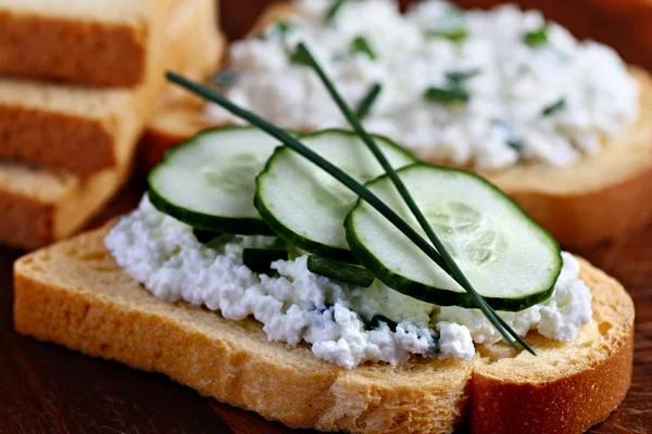 Stuga cheess smörgås — Stockfoto