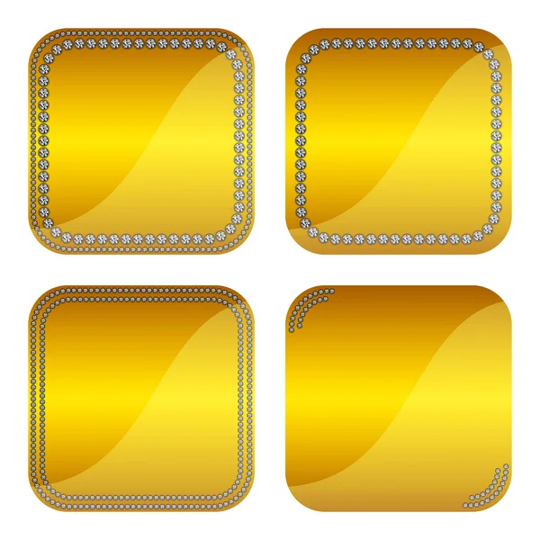 Golden buttons with diamonds — Stock Photo, Image
