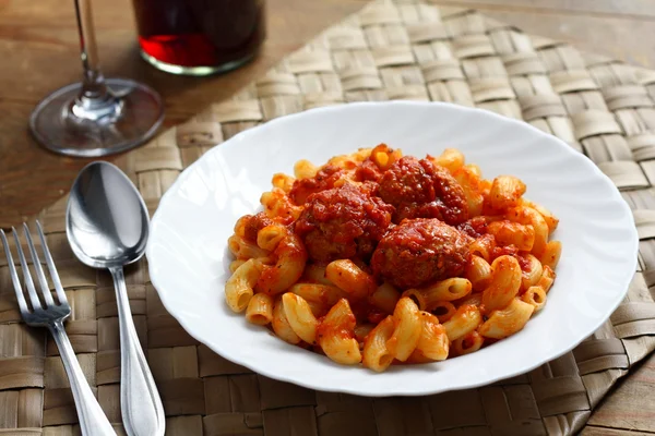 Pasta with meat balls Stock Image