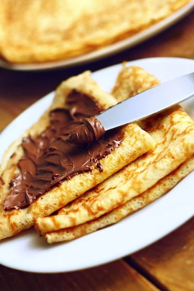 Crepes med choklad — Stockfoto